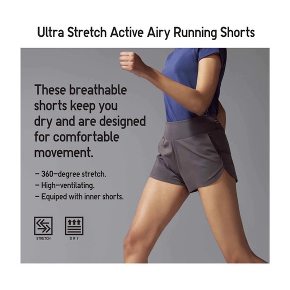 BNWT Grey Airy Running Shorts from UNIQLO - Picture 1 of 8